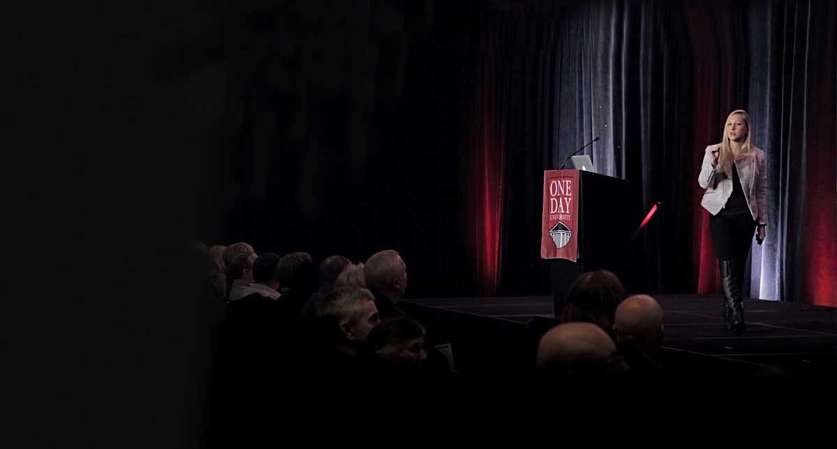 one day university lecturer speaking in front of audience
